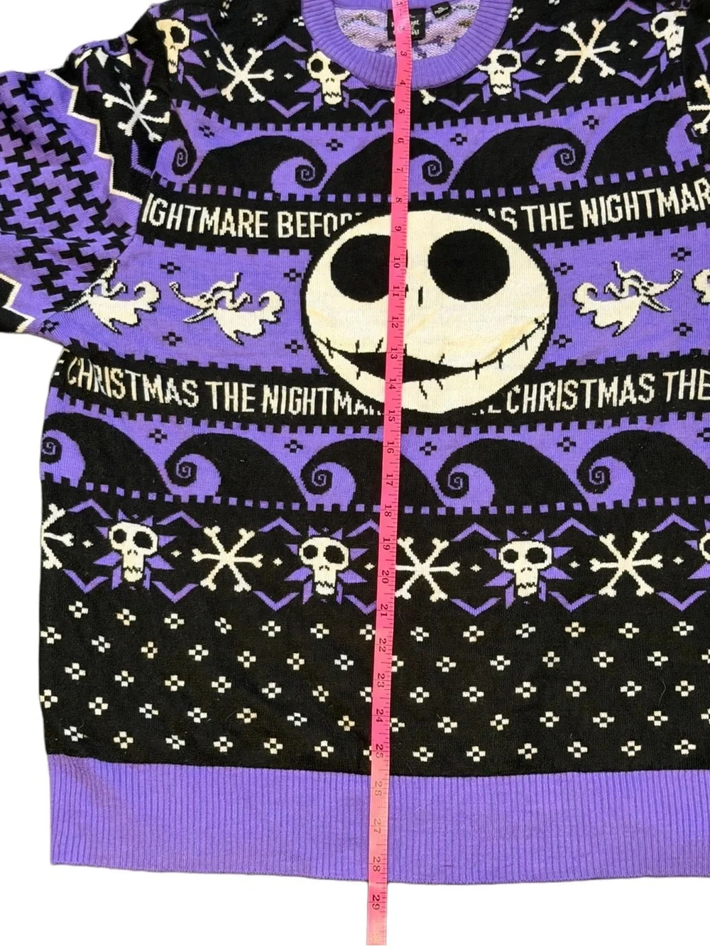 Disney Nightmare Before Christmas Jack Skellington Purple Knit Sweater XL